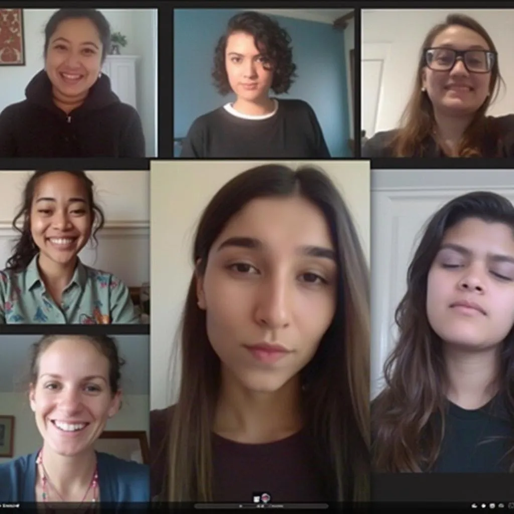 Estudiantes participando en una clase de conversación online