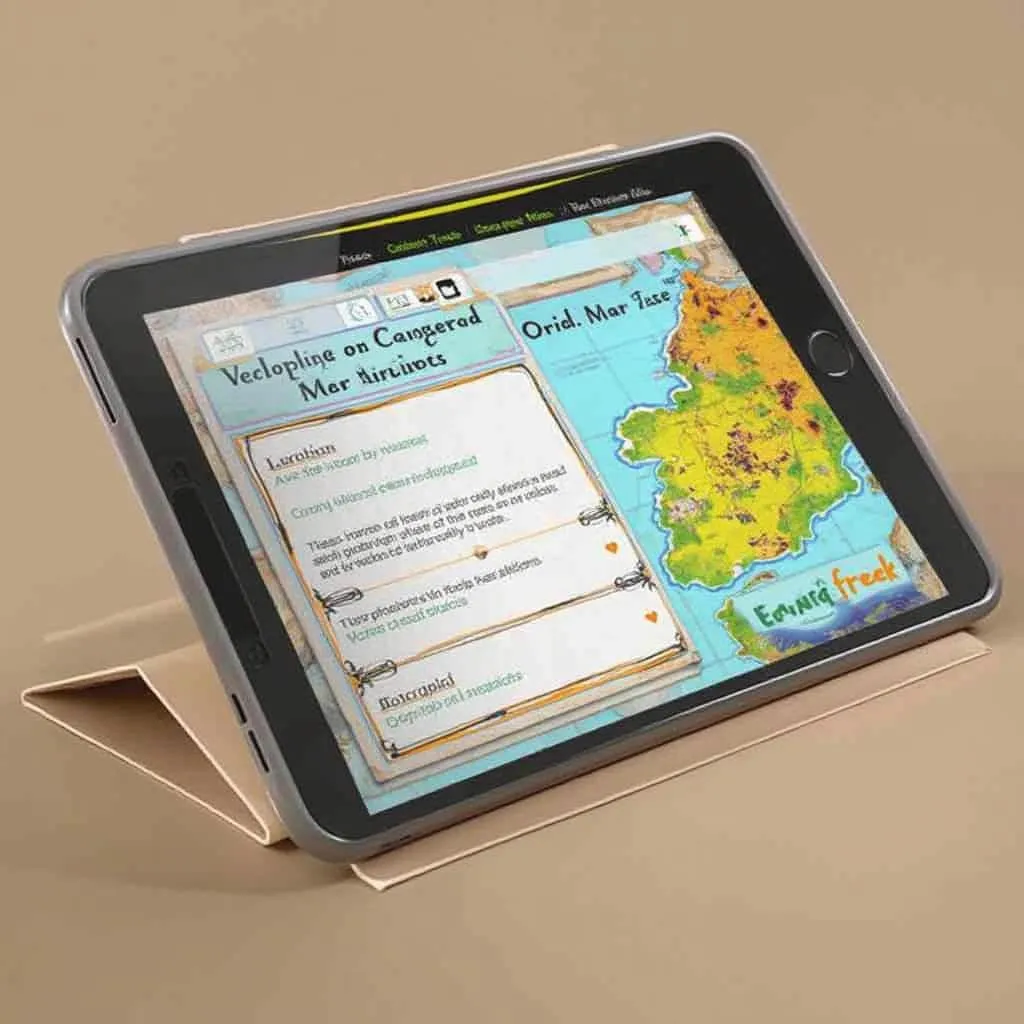 Detalle de materiales didácticos interactivos en una tablet