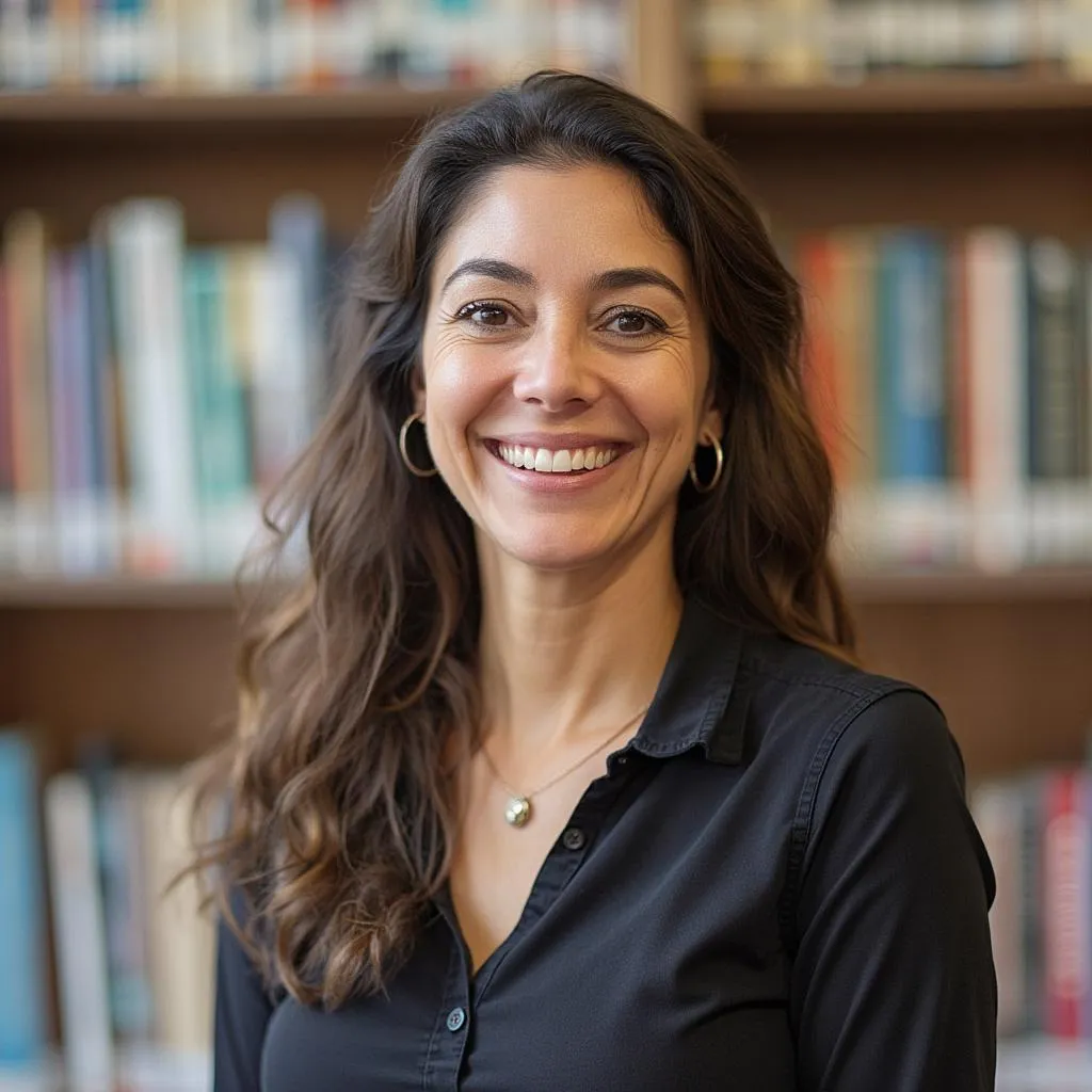 Instructora de español María sonriendo
